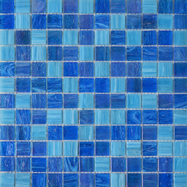 スイミングプール用の青い23x23mmガラスモザイク